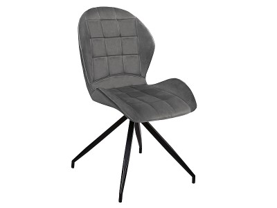 Scaun tapitat cu stofa si picioare metalice, Haley II Velvet Gri Inchis / Negru, l50xA60xH87 cm