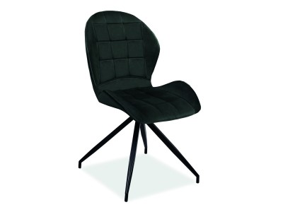 Scaun tapitat cu stofa si picioare metalice, Haley II Velvet Negru, l50xA60xH87 cm