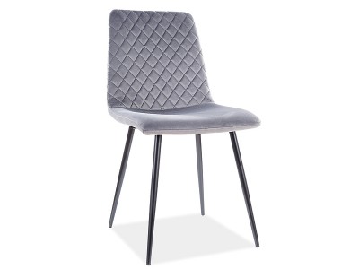 Scaun tapitat cu stofa si picioare metalice, Irinane Velvet Gri / Negru, l46xA53xH84 cm