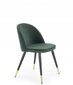 Scaun tapitat cu stofa si picioare metalice, Kai-315 Velvet Verde Inchis / Negru / Auriu, l50xA55xH76 cm