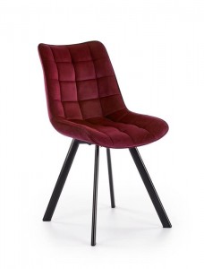 Scaun tapitat cu stofa si picioare metalice, Kai-332 Velvet Bordeaux / Negru, l46xA61xH84 cm