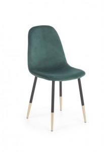 Scaun tapitat cu stofa si picioare metalice, Kai-379 Velvet Verde Inchis / Negru / Auriu, l45xA48xH88 cm