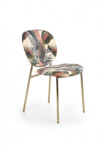 Scaun tapitat cu stofa si picioare metalice Kai-398 Multicolor / Auriu, l47xA57xH82 cm