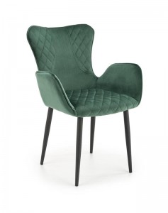 Scaun tapitat cu stofa si picioare metalice, Kai-427 Velvet Verde inchis / Negru, l56xA56xH80 cm