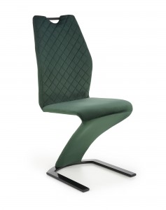 Scaun tapitat cu stofa si picioare metalice, Kai-442 Velvet Verde Inchis / Negru, l46xA61xH102 cm