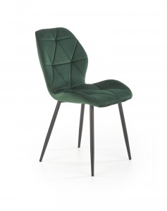 Scaun tapitat cu stofa si picioare metalice, Kai-453 Velvet Verde inchis / Negru, l48xA53xH86 cm