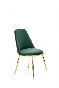 Scaun tapitat cu stofa si picioare metalice, Kai-460 Velvet Verde Inchis / Auriu, l49xA54xH84 cm