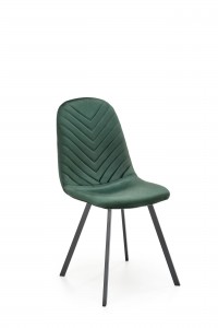 Scaun tapitat cu stofa si picioare metalice, Kai-462 Velvet Verde Inchis / Negru, l45xA57xH82 cm