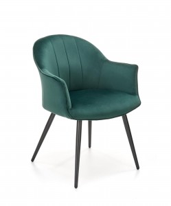 Scaun tapitat cu stofa si picioare metalice, Kai-468 Velvet Verde Inchis / Negru, l67xA62xH84 cm