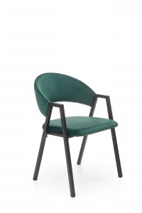 Scaun tapitat cu stofa si picioare metalice, Kai-473 Velvet Verde Inchis / Negru, l54xA58xH82 cm
