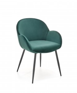 Scaun tapitat cu stofa si picioare metalice, Kai-480 Velvet Verde Inchis / Negru, l59xA59xH79 cm