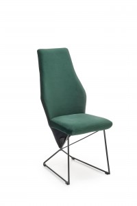 Scaun tapitat cu stofa si picioare metalice, Kai-485 Velvet Verde Inchis / Negru, l44xA63xH96 cm