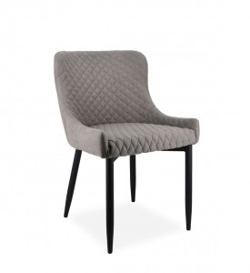 Scaun tapitat cu stofa si picioare metalice, Melissa Gri / Negru, l52xA62xH82 cm