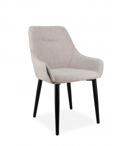 Scaun tapitat cu stofa si picioare metalice, Melissa Gri deschis / Negru, l56xA60xH87 cm