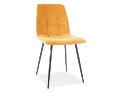 Scaun tapitat cu stofa si picioare metalice, Miley Curry / Negru, l45xA53xH86 cm