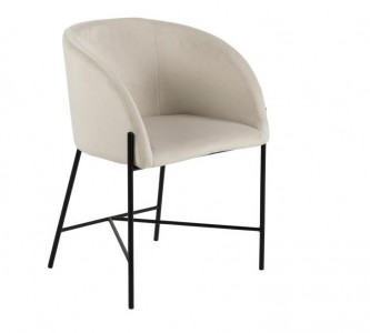 Scaun tapitat cu stofa si picioare metalice, Nelson Velvet Crem / Negru, l56xA54xH76 cm