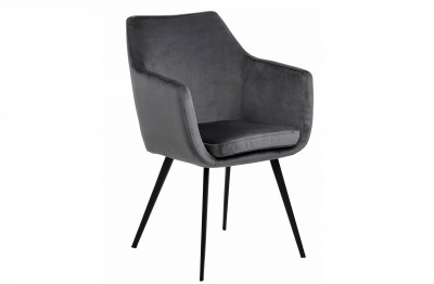 Scaun tapitat cu stofa si picioare metalice Nora Velvet Gri inchis / Negru, l58xA58xH83 cm