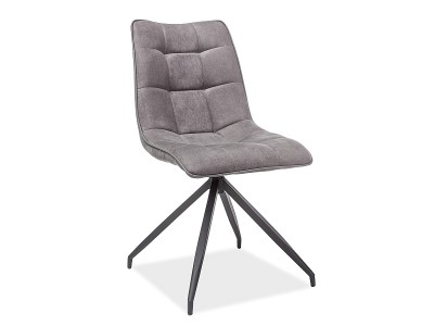 Scaun tapitat cu stofa si picioare metalice, Oleg Gri / Negru, l46xA43xH88 cm