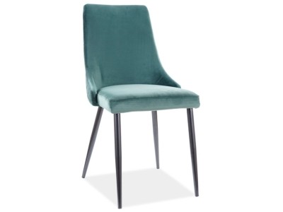 Scaun tapitat cu stofa si picioare metalice, Pirro B Velvet Verde Inchis / Negru, l47xA59xH93 cm