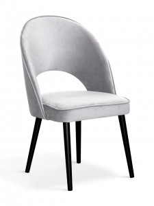 Scaun tapitat cu stofa si picioare metalice, Ponte II Velvet Argintiu / Negru, l54xA63xH88 cm