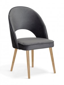 Scaun tapitat cu stofa si picioare metalice, Ponte II Velvet Gri / Stejar, l54xA63xH88 cm