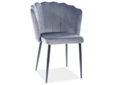 Scaun tapitat cu stofa si picioare metalice, Ryza Velvet Gri / Negru, l64xA55xH87 cm