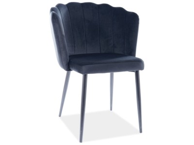 Scaun tapitat cu stofa si picioare metalice, Ryza Velvet Negru, l64xA55xH87 cm