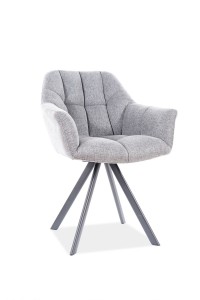 Scaun tapitat cu stofa, cu picioare metalice Romney Gri / Negru, l64xA45xH87 cm