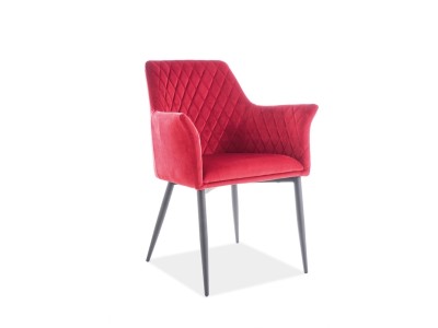 Scaun tapitat cu stofa si picioare metalice Sergei Velvet Bordeaux / Negru, l45xA45xH86 cm