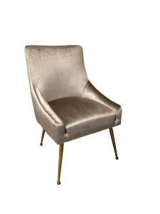 Scaun tapitat cu stofa si picioare metalice, Sizar Genova 100 / Auriu, l61xA71xH92 cm