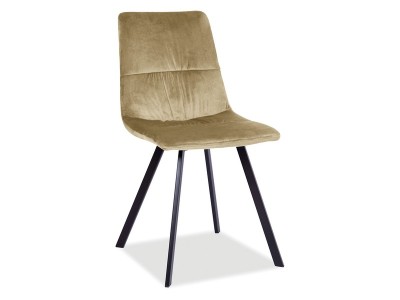 Scaun tapitat cu stofa si picioare metalice, Toledos New Velvet Bej / Negru, l45xA39xH88 cm
