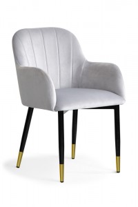 Scaun tapitat cu stofa si picioare metalice, Tulip Velvet Argintiu / Negru / Auriu, l57xA57xH83 cm