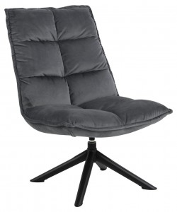 Scaun tapitat cu stofa si picior metalic Storm Velvet Gri Inchis / Negru, l70xA80xH98 cm