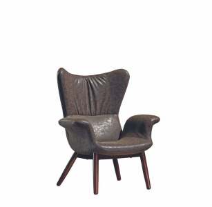 Fotoliu tapitat cu piele ecologica Periot-W Chocolate, l76xA87xH103 cm