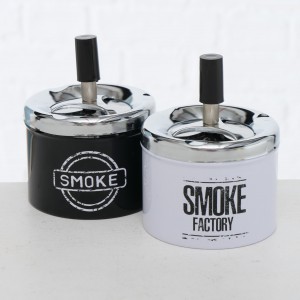 Scrumiera rotativa din metal Factory Alb / Negru, Modele Asortate, Ø9xH12 cm