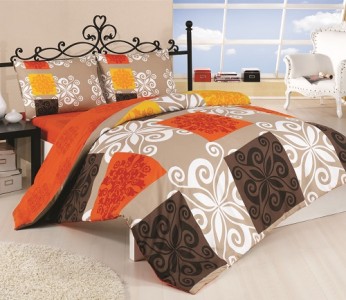 Lenjerie de pat Ranforce Sedef V3 Orange