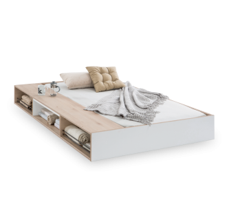 Sertar Pat cu spatiu de depozitare din pal, pentru tineret Dynamic White / Natur, l197xA122xH24 cm