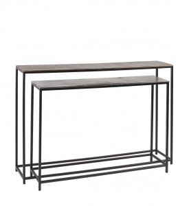 Set 2 console din metal Antique Alama / Crom, l120xA25xH80 / l100xA25xH70 cm