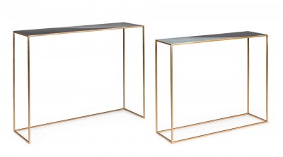 Set 2 console din metal Desur Multicolor / Auriu, l100xA28xH80 / l80xA25xH70 cm