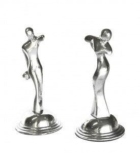 Set 2 decoratiuni aluminiu, Woman S2, L12xl12xH22 cm