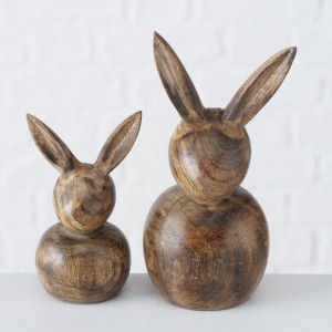 Set 2 decoratiuni din lemn Nala Maro, Ø7xH15 cm / Ø6xH11 cm