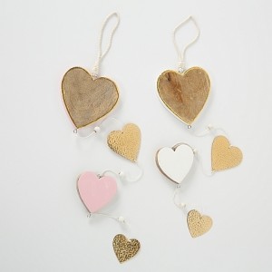 Set 2 decoratiuni din lemn, Nuya Auriu, H98 cm