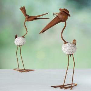 Set 2 decoratiuni din metal, Nicky Maro / Gri, Modele Asortate, L35xl15xH52 cm