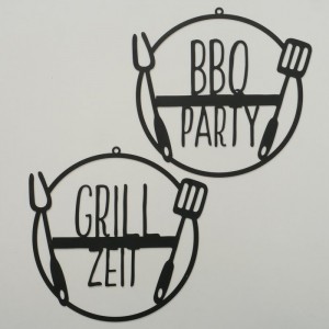 Set 2 decoratiuni metalice de perete Griller Negru, Modele Asortate, l40xH41 cm