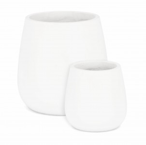 Set 2 ghivece din Fiberclay, Hoian Alb, Ø45xH45 / Ø30xH30 cm