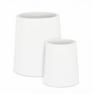 Set 2 ghivece din Fiberclay, Hoian Round Low Alb, Ø45xH50 / Ø31xH37 cm