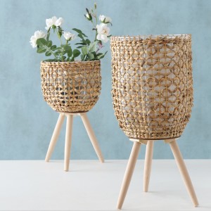 Set 2 ghivece din iarba de mare Livela Natural, Ø28xH57 cm / Ø26xH43 cm