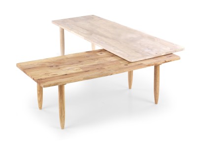 Set 2 masute de cafea din lemn Borealis White Wash / Natural, L120-200xl50xH43 cm