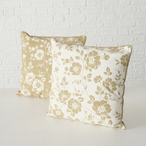 Set 2 perne decorative din bumbac, Herta Alb / Bej, Modele Asortate, L45xl45 cm