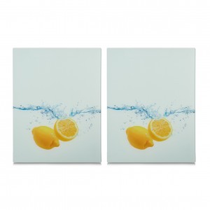 Set 2 placi din sticla, protectie plita, Lemon Splash XL, l40xA52 cm